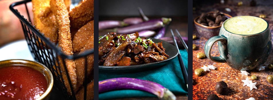 3 recettes vegan Instagram - Frites de patates douces croustillantes, aubergines chinoises et matcha latte