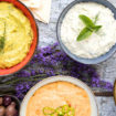 Dips vegan tzatziki ktipiti baba ganoush tartinade courgettes